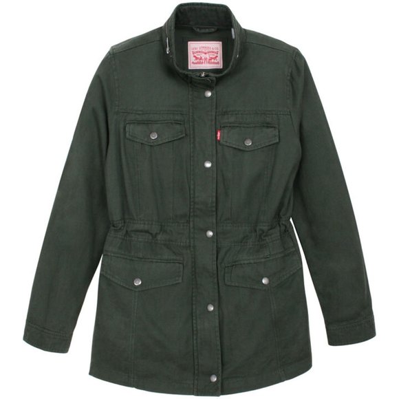 NWT Levi's Army Green Zip-Up Military Jacket Small - Picture 1 of 15